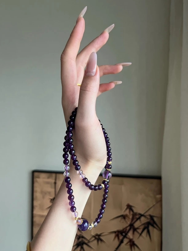 MU MU品牌原创设计“与君长诀”天然乌拉圭紫水晶多圈手串