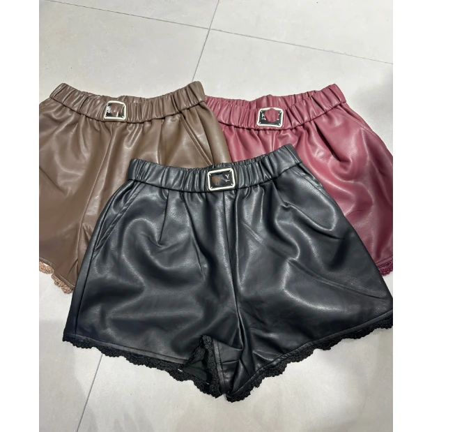 【淑雅阁】春季新款  高腰pu皮宽松显瘦阔腿裤8023