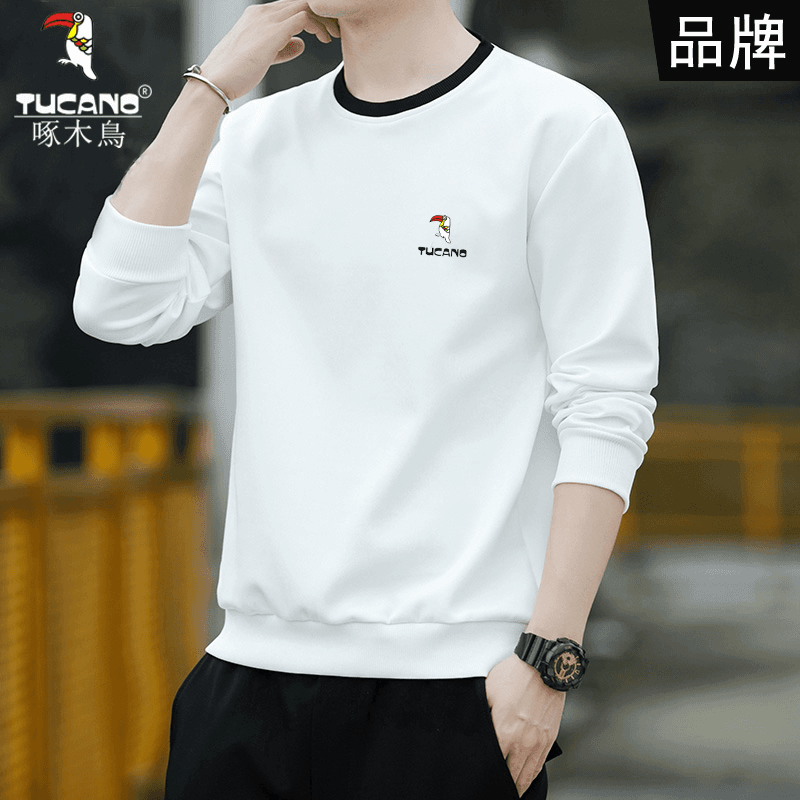 TUCANO/啄木鳥衣男士冬款加绒加厚保暖宽松长袖T恤衣服男带绒外套