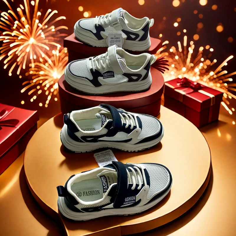 KUPAI儿童童鞋春夏季新款女童网面透气跑步板鞋男童百搭运动鞋