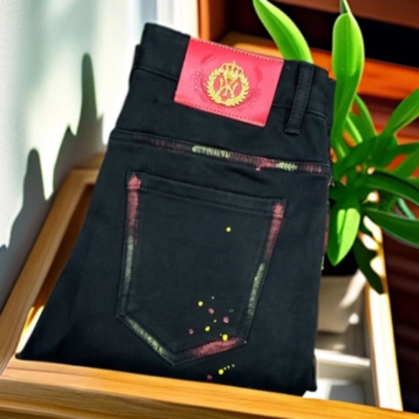 【定制潮品】欧版高定小直筒8523经典黑加绒休闲百搭潮流男裤长款