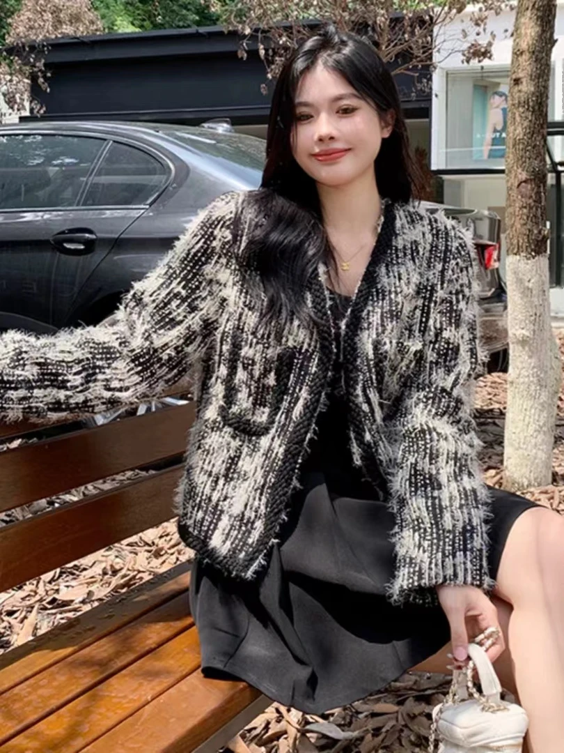 设计感小众编织小香风短外套女春秋小个子美式复古高级感夹克上衣