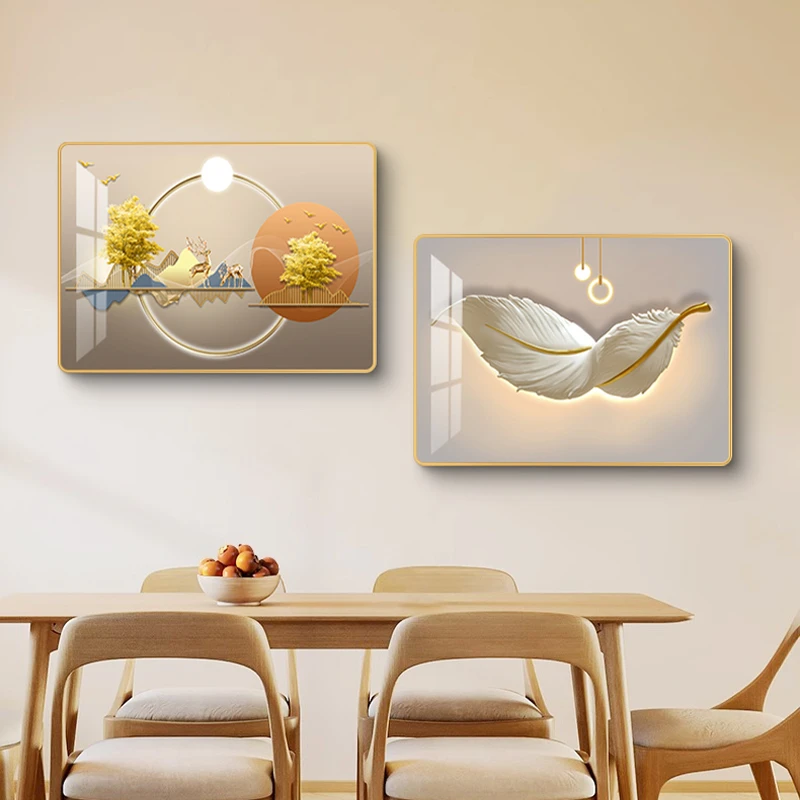 餐厅走廊横版挂画现代轻奢简约装饰画免打孔安装