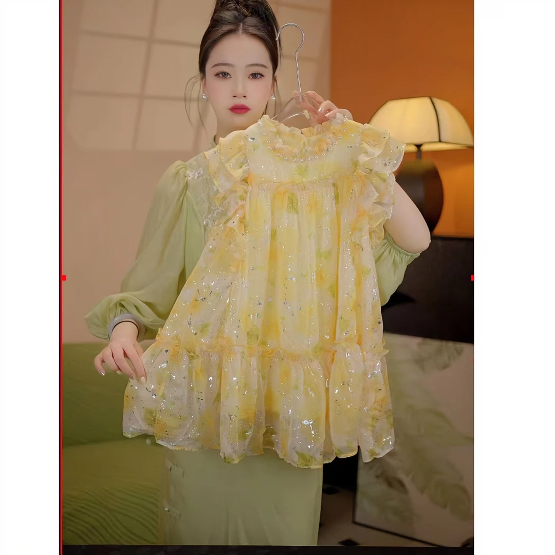 AODUOSEN/奥多森高端定制女童连衣裙夏款碎花洋气女孩甜美公主裙