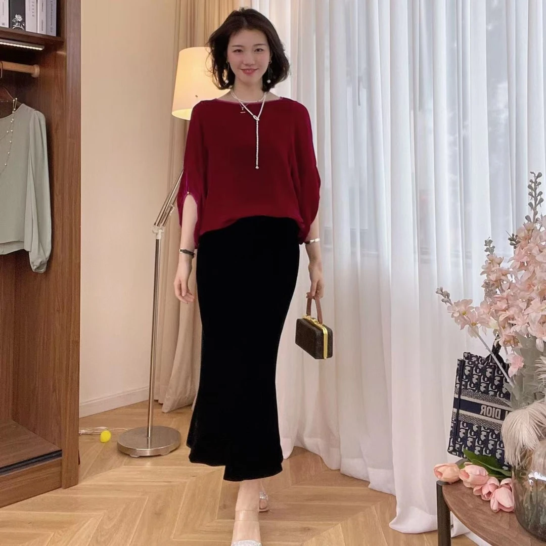 【白小白精选】人鱼之恋半裙气质很百搭时尚桑蚕丝显瘦优雅4045