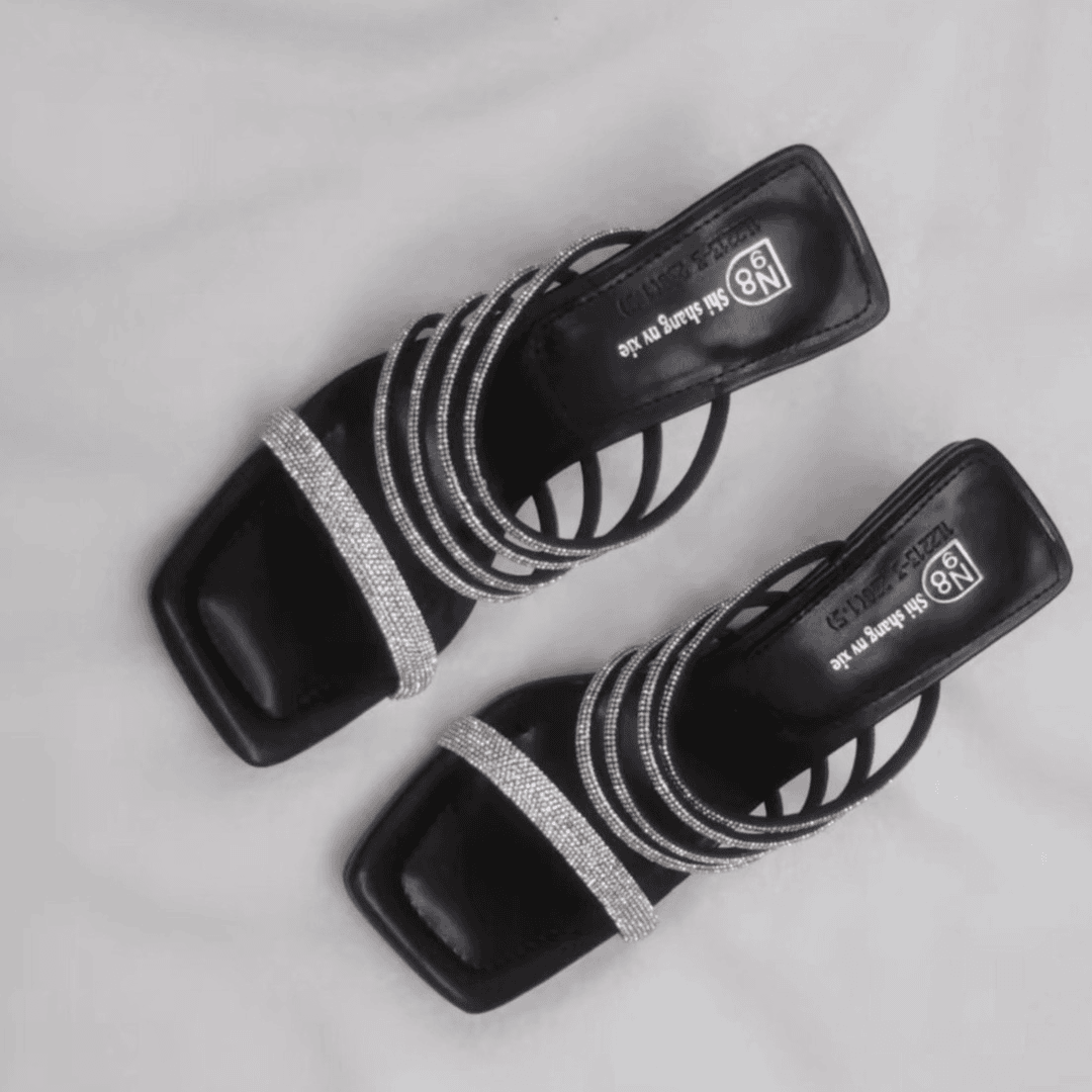 仙女风拖鞋女2022夏季新款露趾水钻外穿细跟高跟凉拖鞋女2213-3