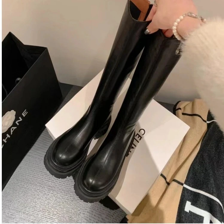 2024秋冬新款厚底骑士靴中靴G998高筒百搭时尚显瘦长靴