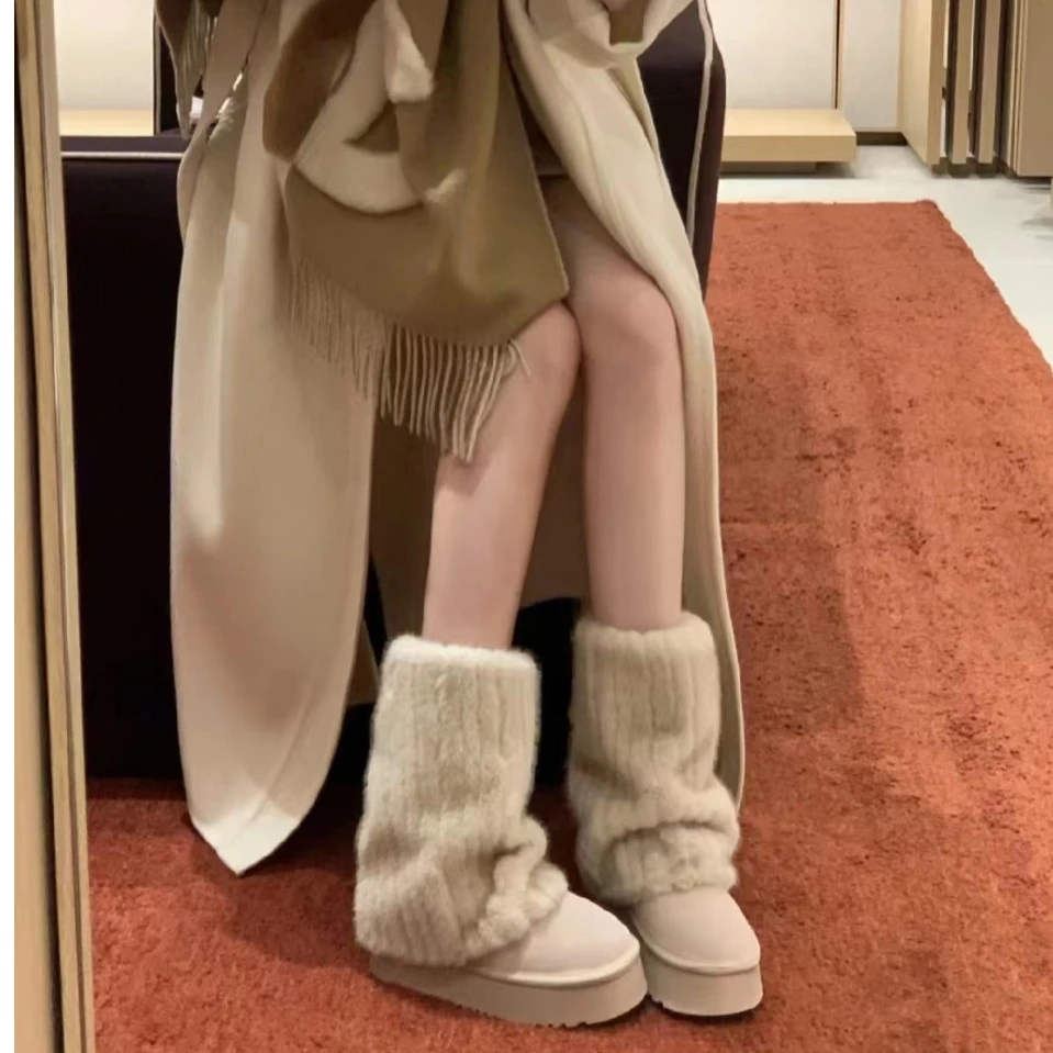 小众冰岛雪地靴女2023秋冬新款百搭厚底保暖加绒毛毛靴D255
