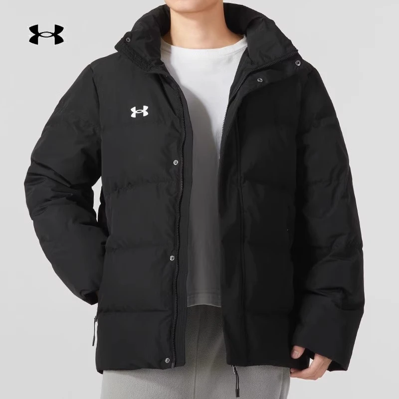 安德玛24年春夏新款男款羽绒服短款立领健身训练防寒保暖休闲外套