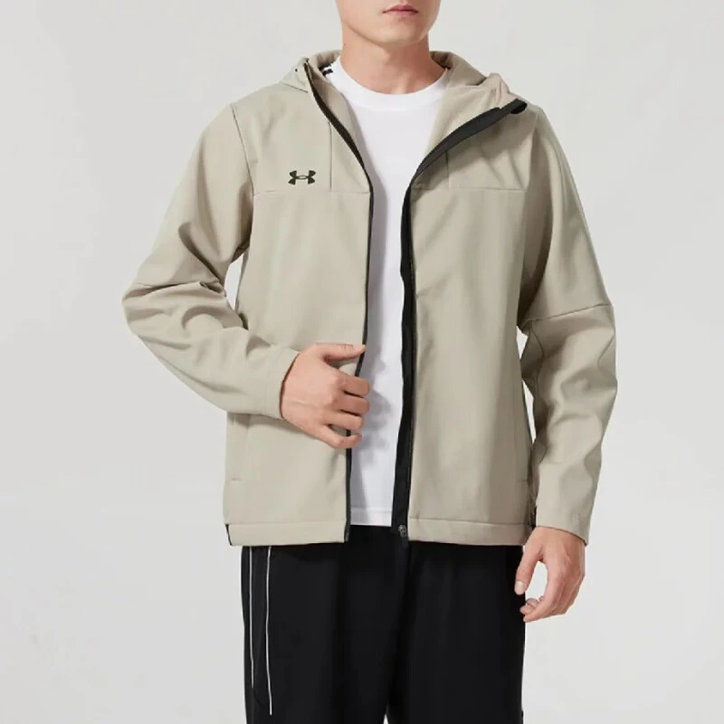 安德玛UA外套男24秋冬新款户外运动防风加绒保暖连帽宽松休闲夹克
