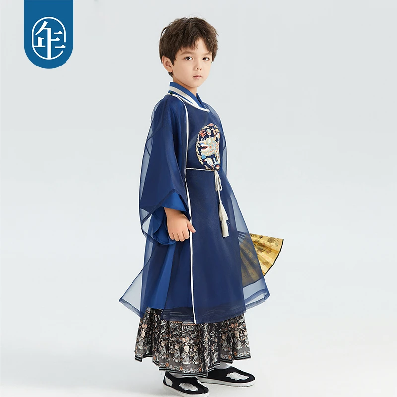 年衣.团龙广袖男童汉服表演服春秋新款中国风古装国学唐装演出服
