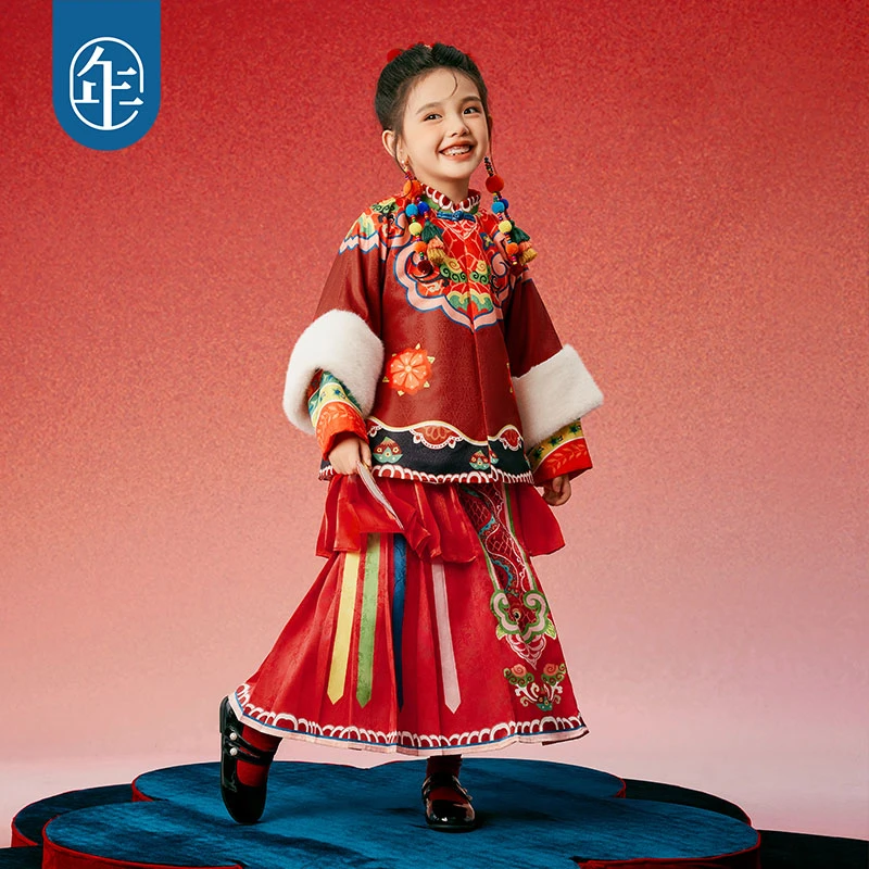 年衣反季清仓女童马面裙亲子款儿童秋冬半身裙中式唐装汉服高级感