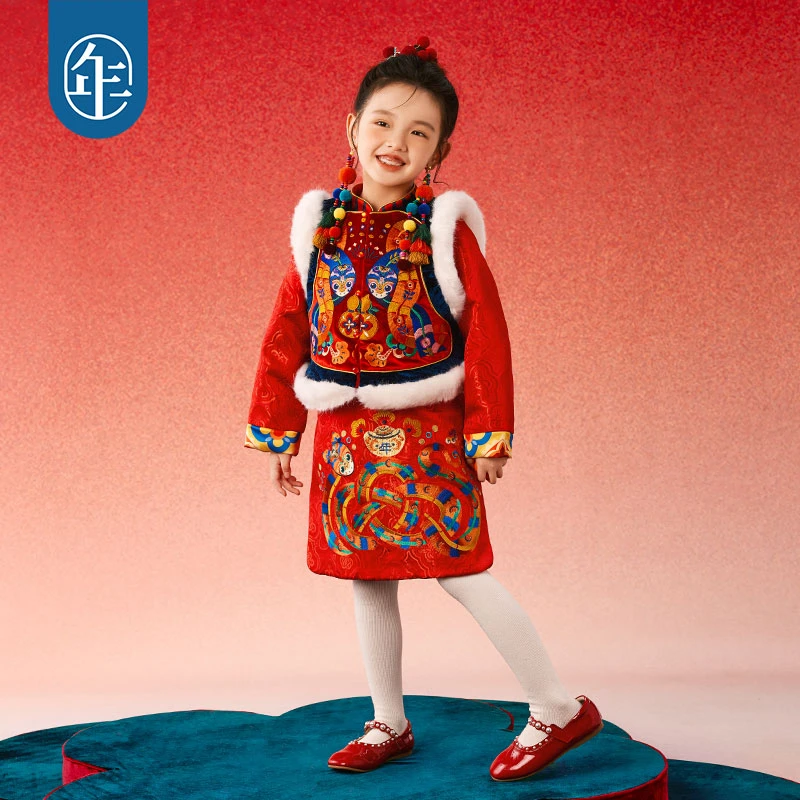 【蛇来运转】年衣马褂套装冬新款男女童新中式拜年服新年唐装汉服G
