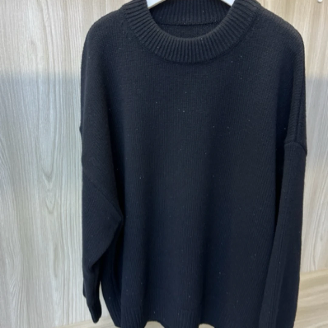 秋冬100羊毛圆领慵懒风阔版男女版亮珠片时尚显瘦大版套头潮牌