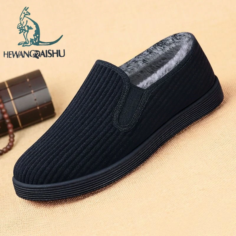 中老年棉鞋一脚蹬老北京布鞋男款冬季款加绒加厚休闲老老式男鞋