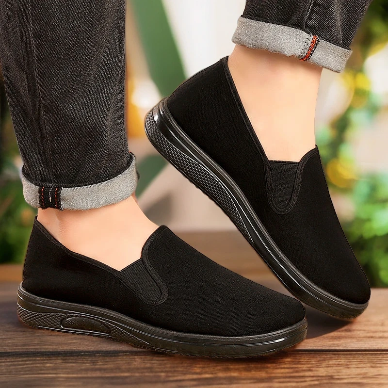 夏季男鞋舒适透气黑色软底轻便老北京布鞋休闲爸爸鞋男士老年鞋