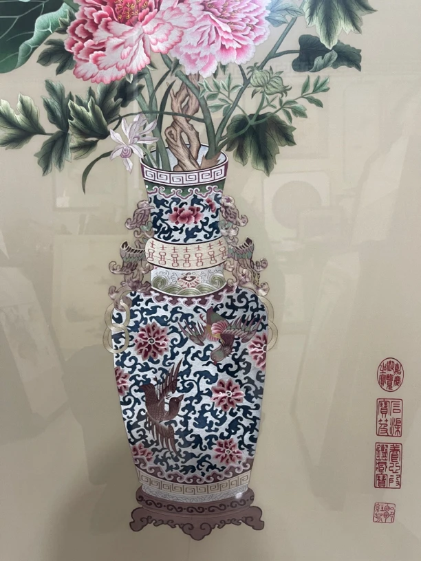 苏绣富贵平安图挂画