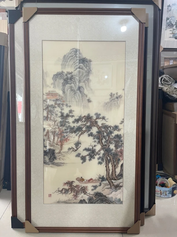 苏绣精品刺绣山水画