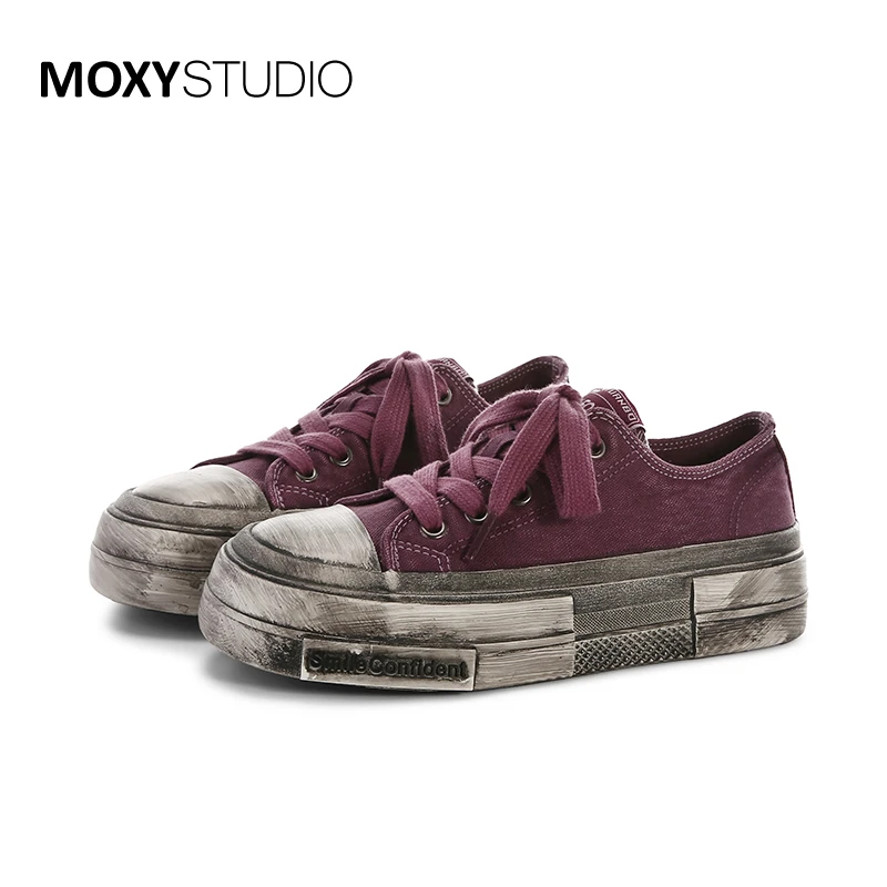 复古做旧女鞋帆布鞋女款2024爆款潮流厚底乞丐鞋小众百搭厚底鞋酷