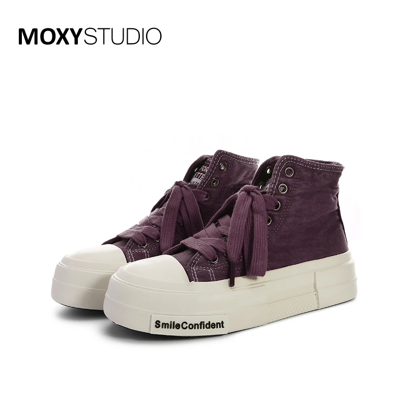 小众百搭鞋子帆布鞋女款2024爆款厚底高帮鞋小众潮流鞋校园时尚鞋