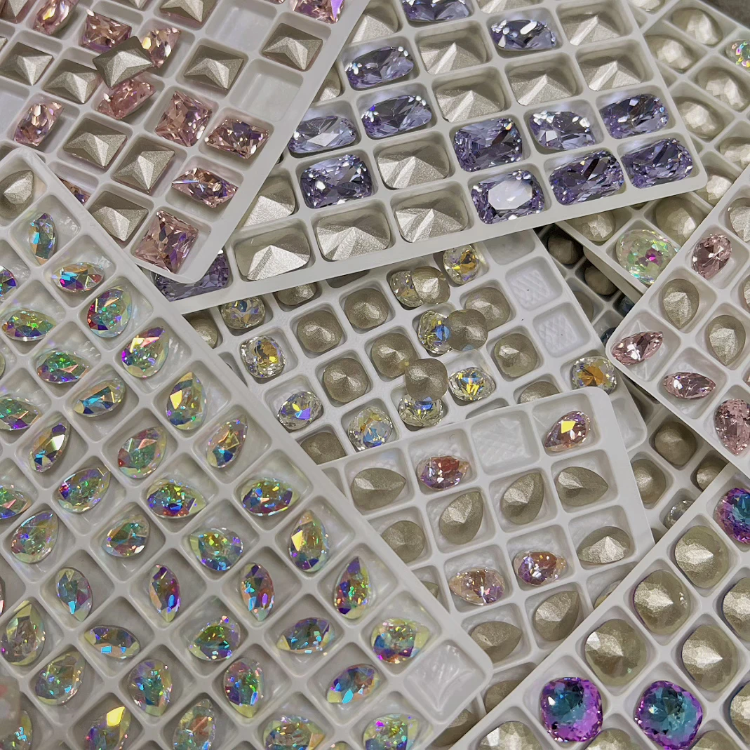 精品 仿保石切割 镀底水晶料 diy 美甲钻混