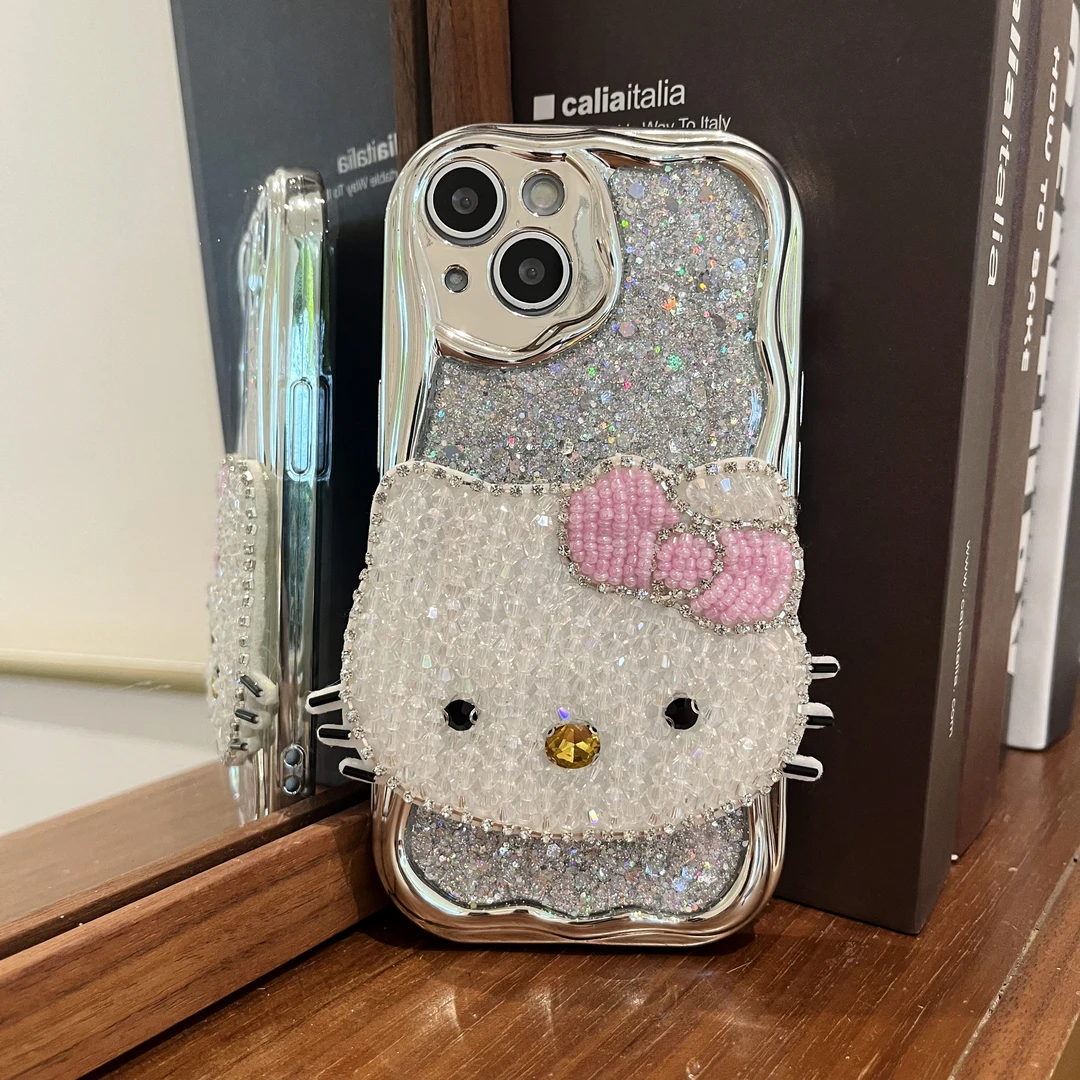 闪钻KT猫适用iPhone15苹果华为oppo小米一加vivo手机壳轻奢高级女