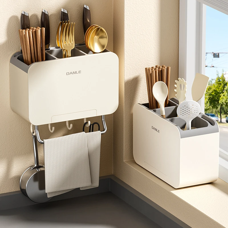 筷子筒置物架厨房壁挂式餐具勺子筷笼篓免打孔家用上墙沥水收纳盒