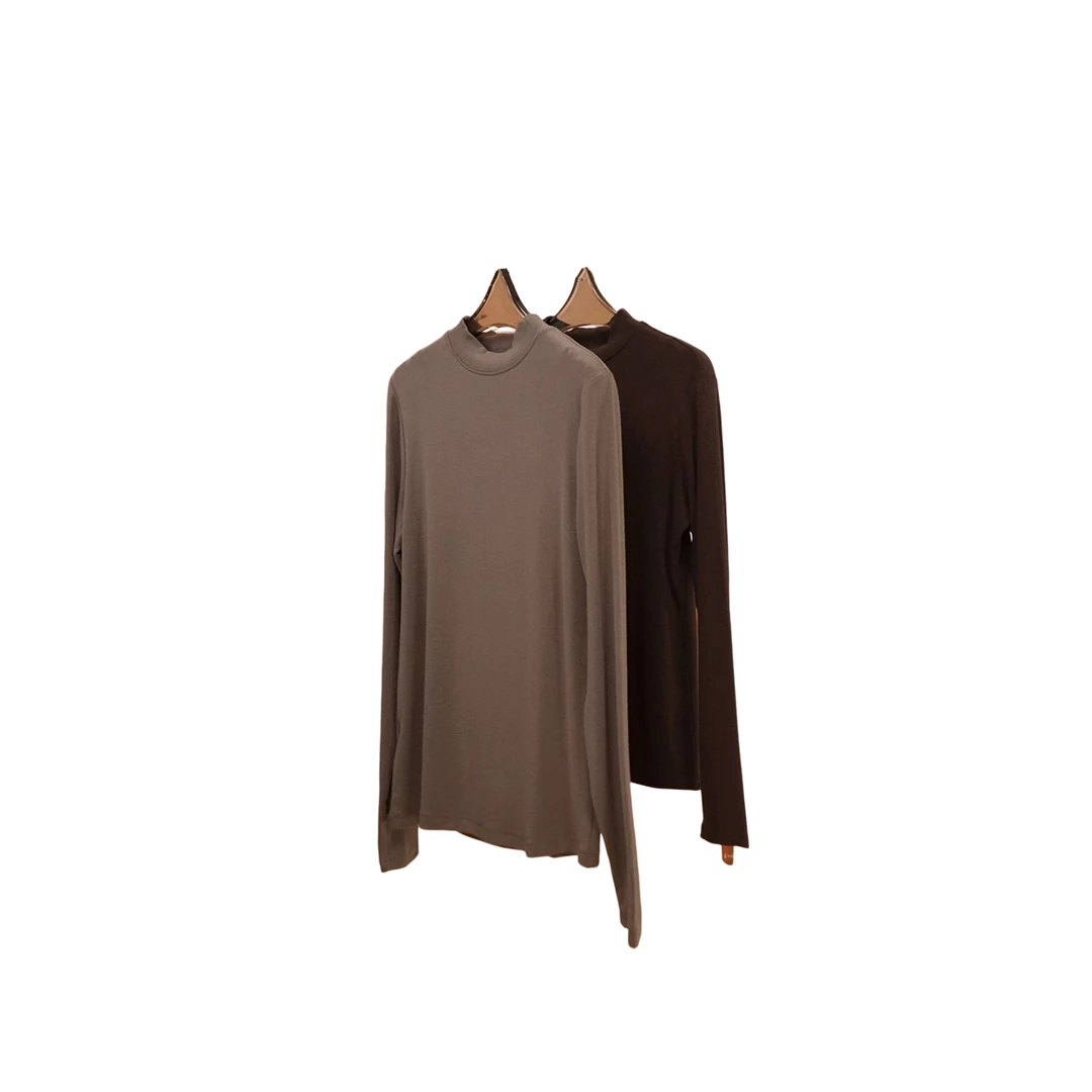 【糯米衫】新款弹力螺纹半高领基础款简约百搭打底衫MF-1256