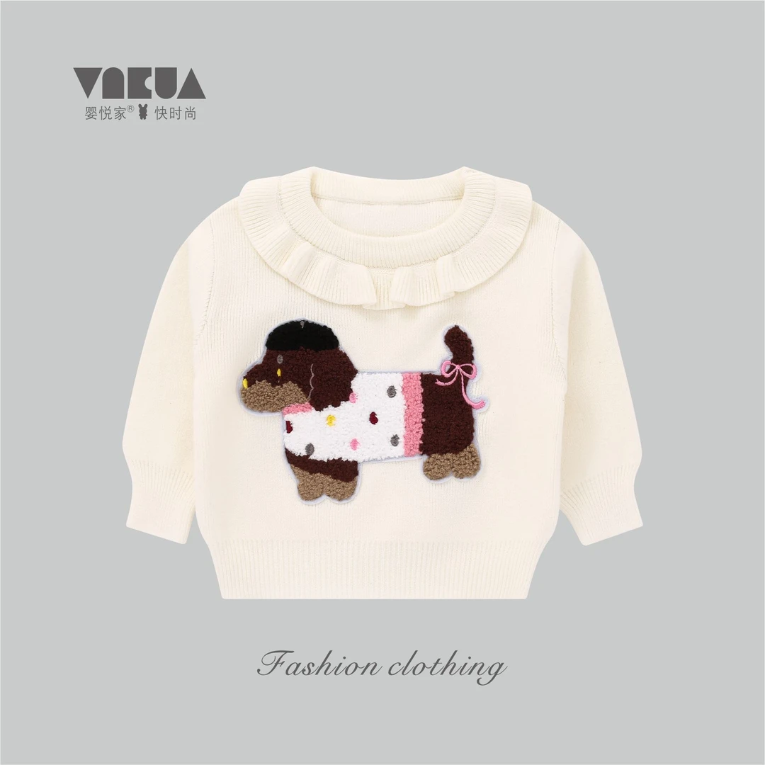 婴悦家春秋款女宝宝时尚甜美可爱韩版圆领针织毛衣上衣 93067预售