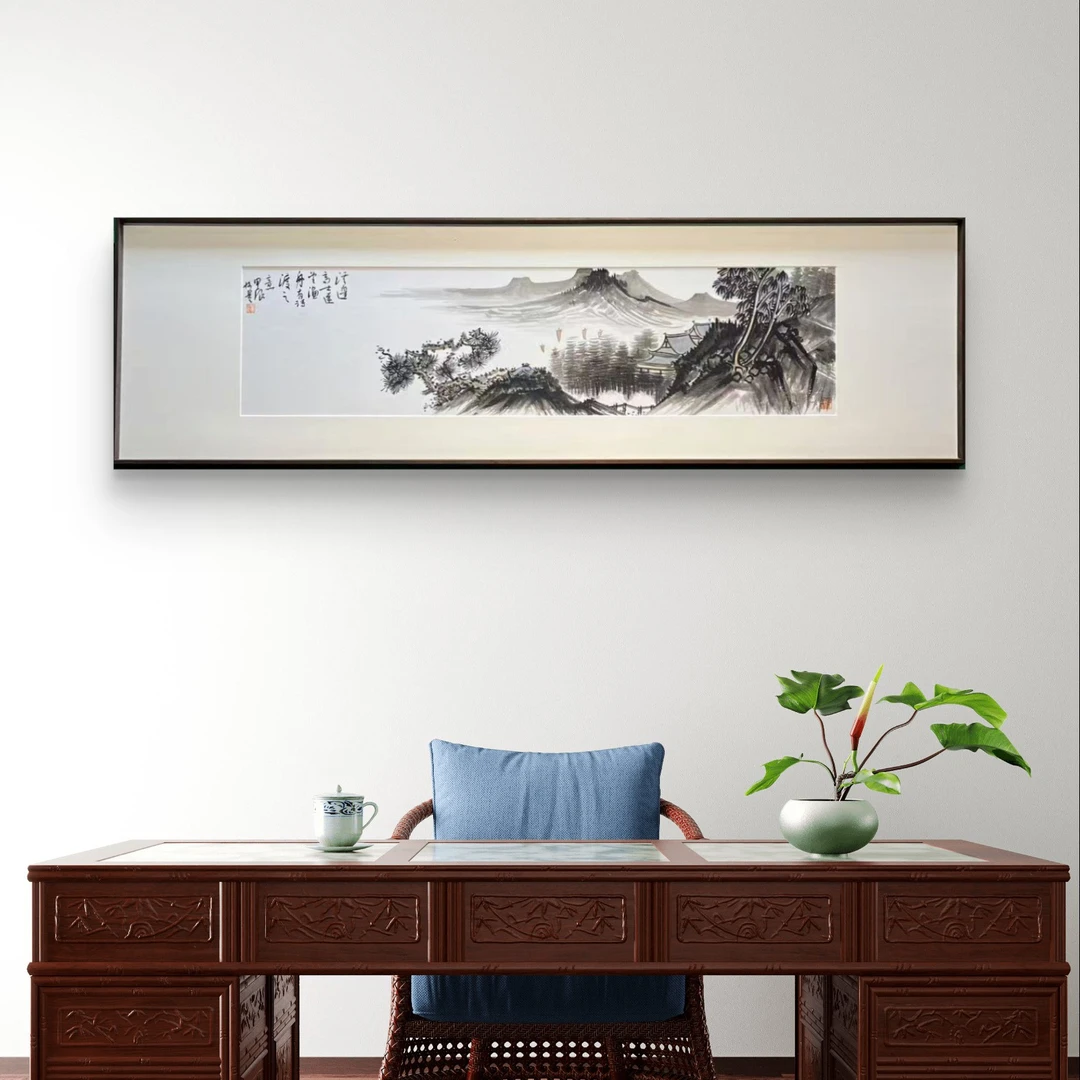 【正大雅集】董亮老师国画宣纸作品40✘140带框精装裱