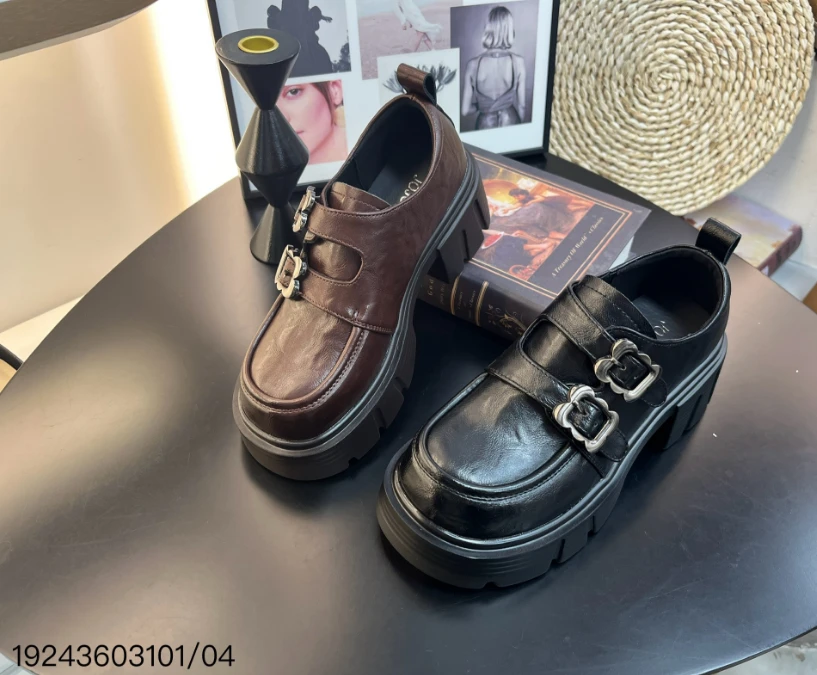 JOJO乐福鞋女2024新款厚底英伦风复古小皮鞋