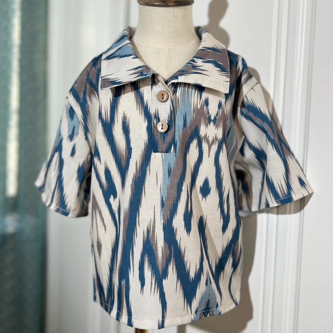 落肩款艾特莱斯男童衬衫韩版休闲衬衣T恤民族风