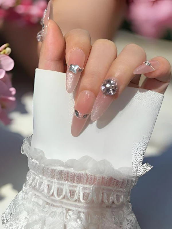 巴仑美【蝴蝶银河】简约夏日少女 纯手工可重复穿戴美甲贴 施家华子