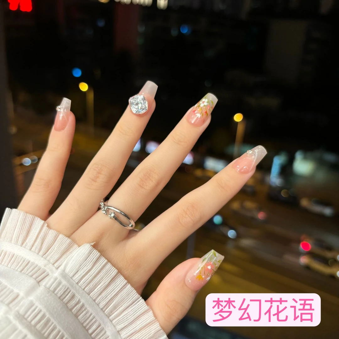 巴仑美【梦幻花语】设计师款 梦境花语 可爱少女美甲贴 5A高碳锆石