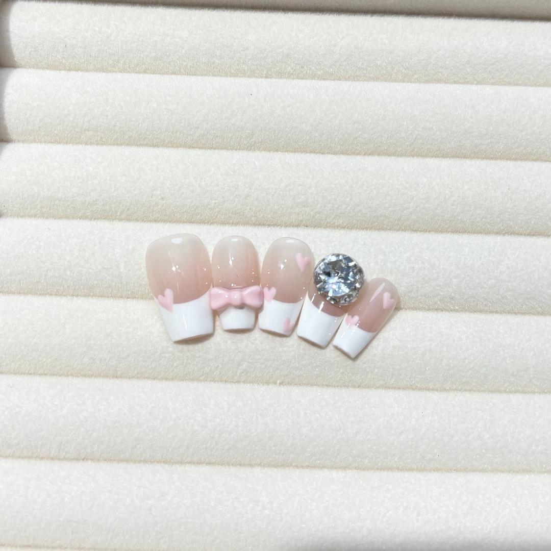 巴仑美【甜心蝴蝶】少女甜心蝴蝶节 纯手工可重复穿戴美甲贴 华子钻