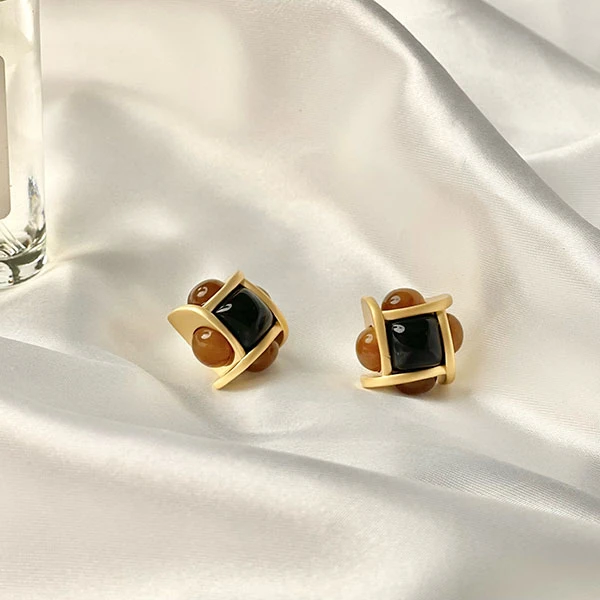 合金亚克力耳饰 【耳钉36.8合集】小众高级感中古港风耳钉潮耳饰