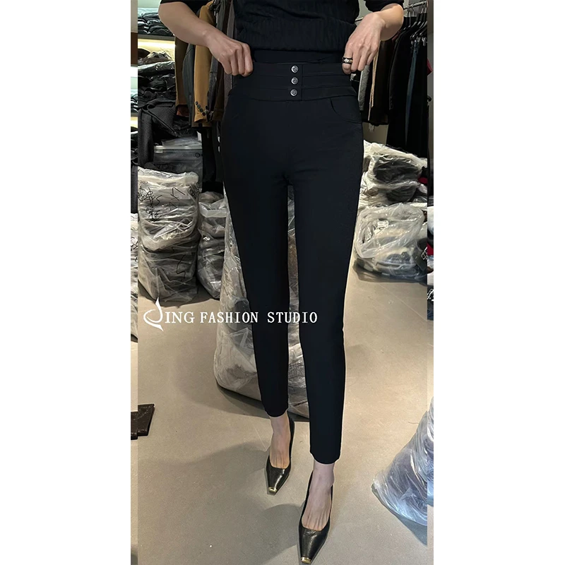 JING2024冬季新款836休闲裤女外穿收腹提臀裤运动显瘦紧身裤