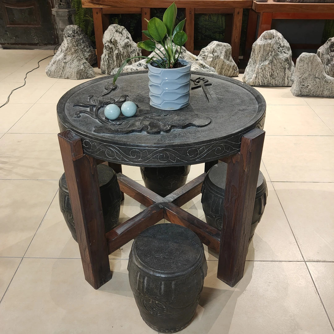 青石茶桌 仿古茶桌 茶桌
