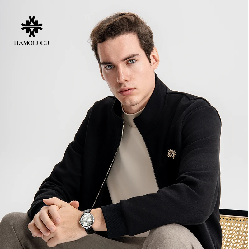 赫姆克【HAMOCOER】澳大利亚昆士兰棉立领夹克加绒加厚磨毛拉链外套