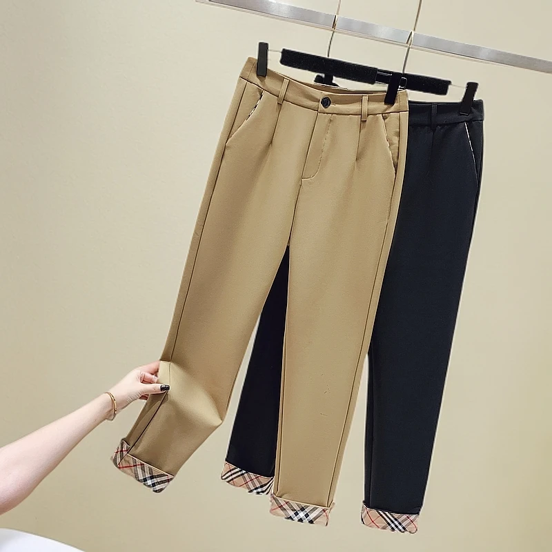 正品25春季新款休闲裤女西装裤宽松显瘦直筒烟管裤弹力裤子164322