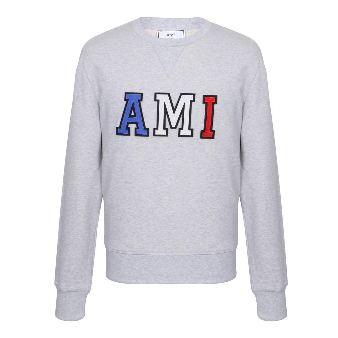 全新未使用  AMI 男士灰色圆领卫衣
