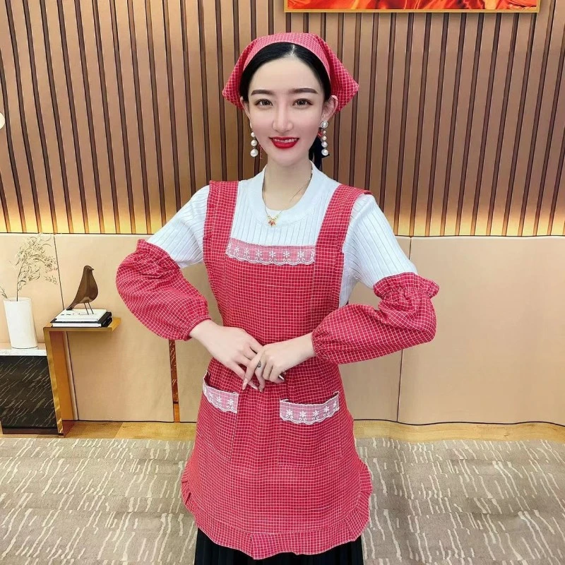 花边背带防污套装围裙