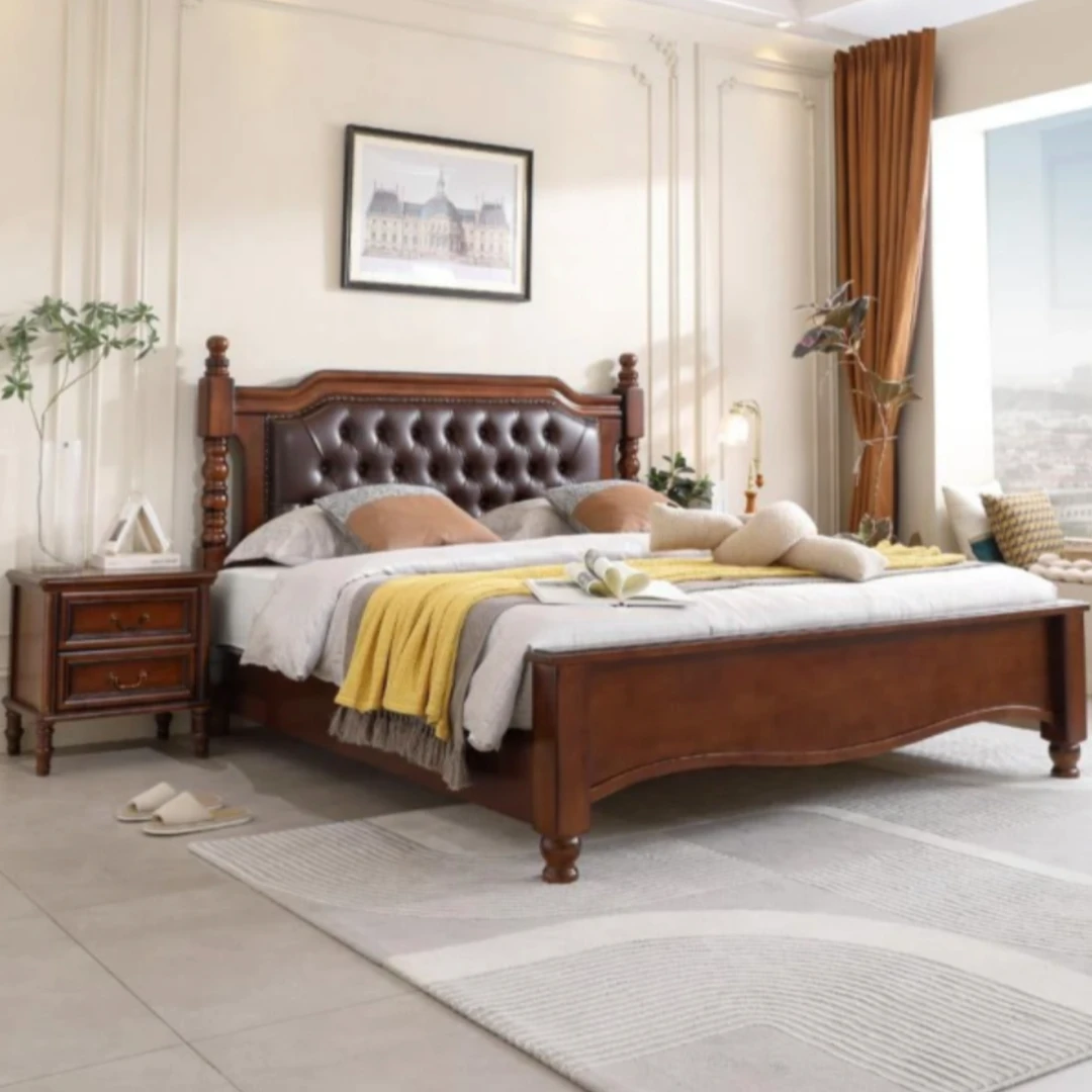 美式衣柜新中式家用简约实木床单人双人床