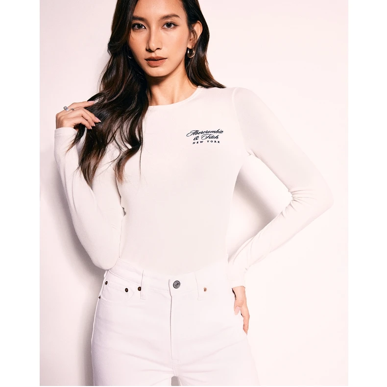 AF女装 24秋季百搭打底衫圆领白色长袖T恤157-4309