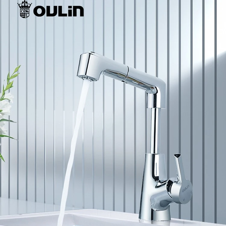 Oulin/欧琳面盆龙头 升降式可抽拉双出水冷热龙头浴室柜龙头105