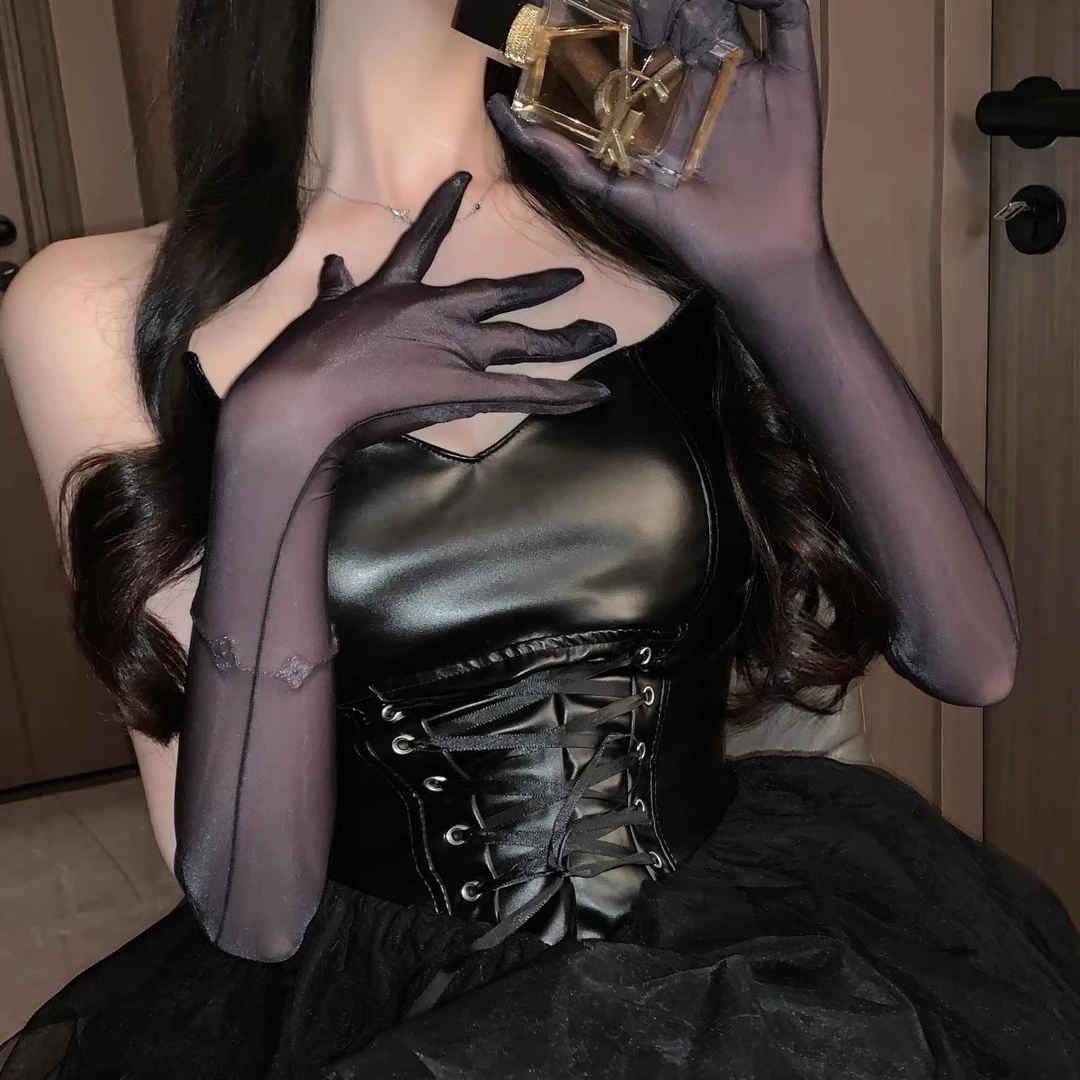 合金婚庆饰品 连指手套女复古欧美黑色显瘦蹦迪时尚性感洛丽塔