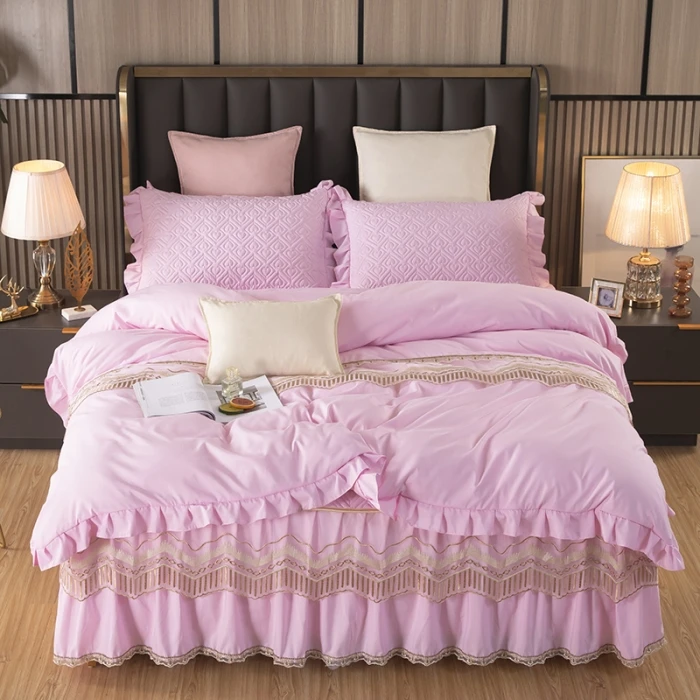 攀哥尔家纺新款加厚磨毛床裙款四件套