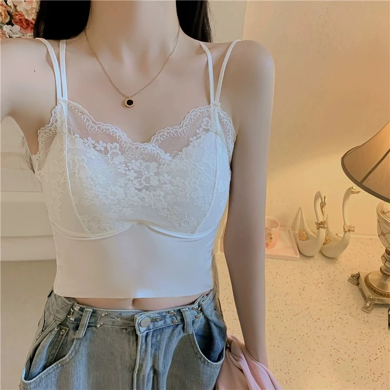 新款无痕美背背心裹胸上衣女后交叉一体式不可拆卸带胸垫短款抹胸