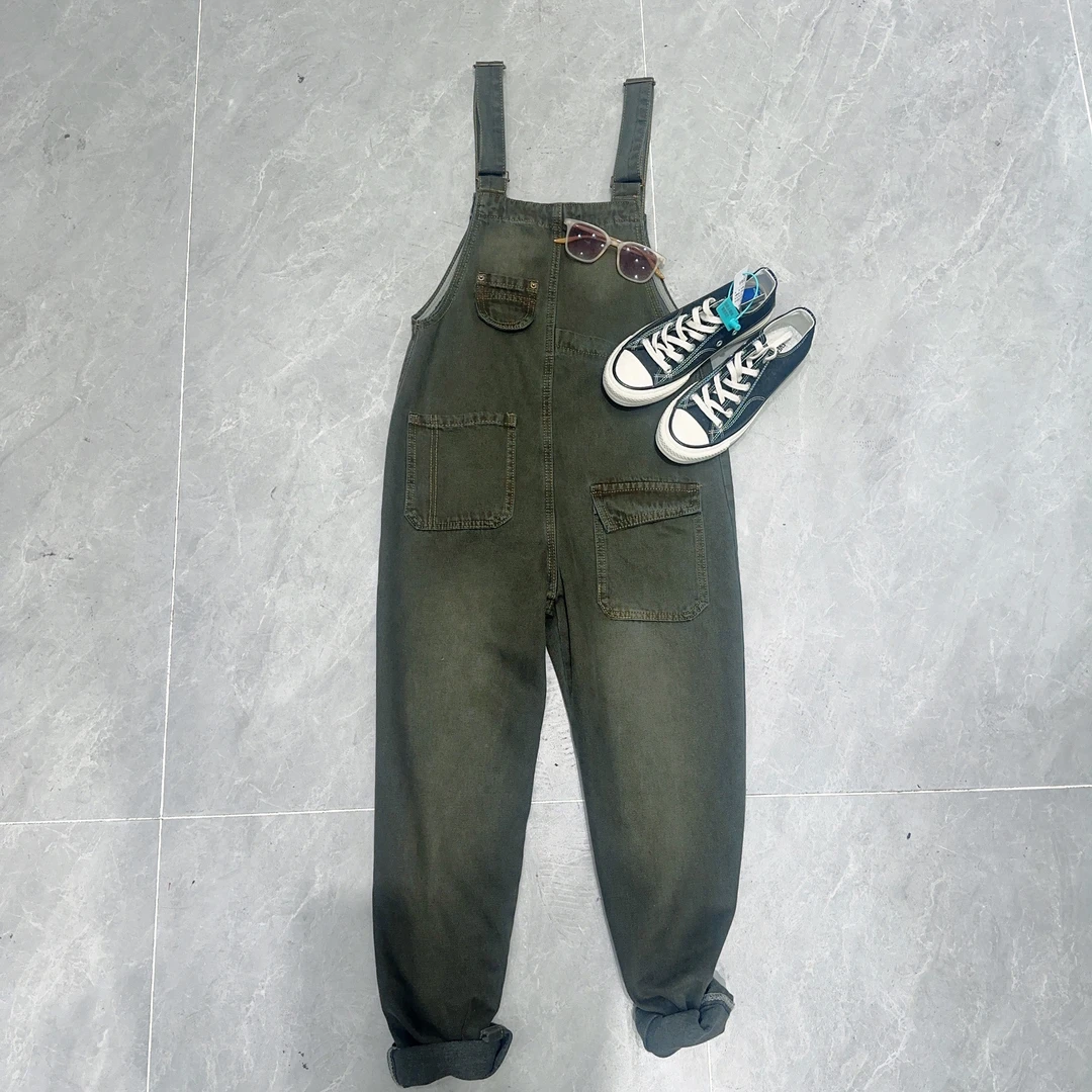 【复古牛仔背带裤】6822女秋冬新款宽松显瘦工装风水洗韩版减龄