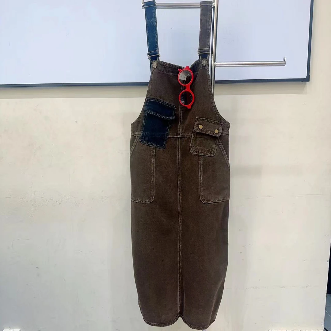 小心机口袋设计遮肉洋气新款背带裙6655宽松连衣裙女装背带裙时尚